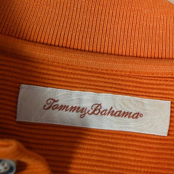 Tommy Bahama Sunset Orange 72% Silk Polo Preppy Islandcore Soft Classic L - Picture 9 of 9
